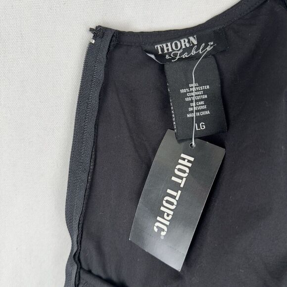 Hot Topic Dress Womens Large Black Chiffon Fit & Flare Whimsigoth Grunge Witchy - Picture 10 of 16